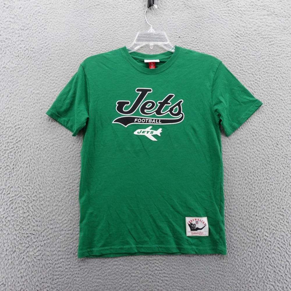 New York Jets Youth Mitchell & Ness Football Throwback Tee Shirt Large Green NWT